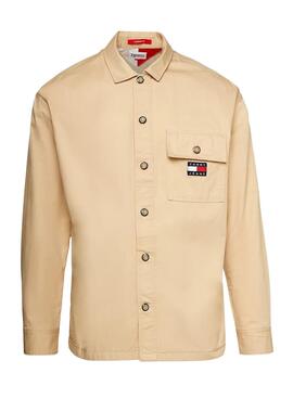 Sobrecamisa Tommy Jeans Classic Solid Beige Hombre