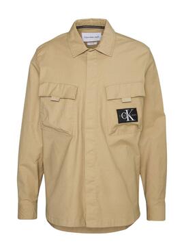 Camisa Calvin Klein Utility Cargo Camel Hombre