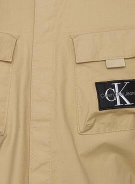 Camisa Calvin Klein Utility Cargo Camel Hombre