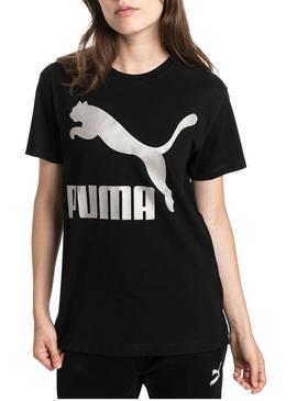 Camiseta Puma Classics Logo Negro Mujer