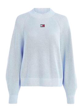 Jersey Tommy Jeans Badge Mockneck Azul para Mujer