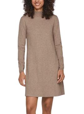 Vestido Vila Vicomfy A-Line Rollneck Marrón Mujer