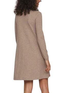 Vestido Vila Vicomfy A-Line Rollneck Marrón Mujer