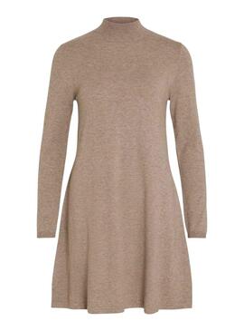 Vestido Vila Vicomfy A-Line Rollneck Marrón Mujer