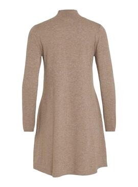 Vestido Vila Vicomfy A-Line Rollneck Marrón Mujer