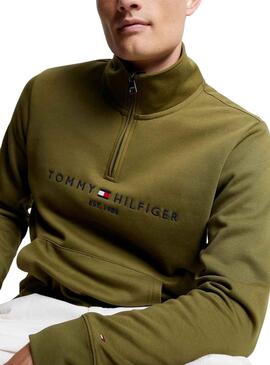 Sudadera Tommy Hilfiger MockNeck Verde Hombre