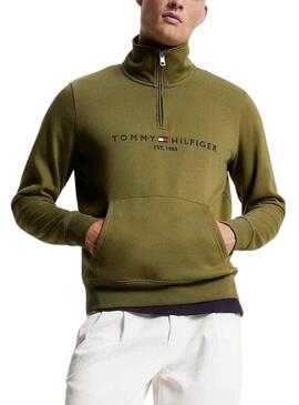 Sudadera Tommy Hilfiger MockNeck Verde Hombre