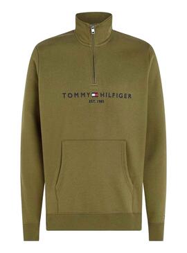 Sudadera Tommy Hilfiger MockNeck Verde Hombre