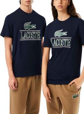 Camiseta Lacoste Runs Large Marino Hombre Mujer