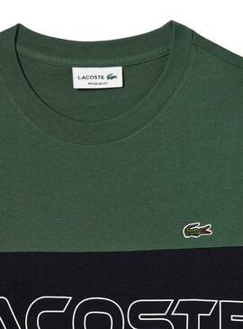 Camiseta Lacoste Color Block Verde para Hombre