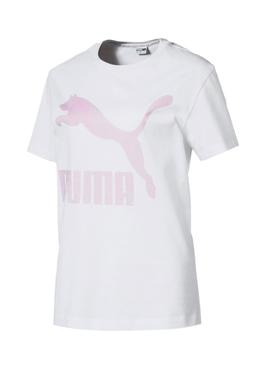 Camiseta Puma Classics Logo Rosa Mujer