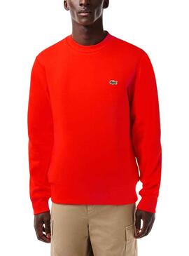 Sudadera Lacoste Algodón Cepillado Rojo Hombre