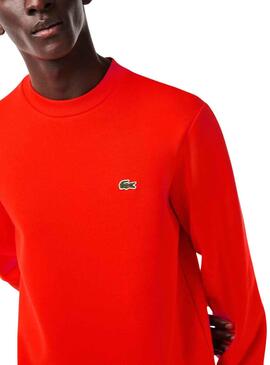 Sudadera Lacoste Algodón Cepillado Rojo Hombre