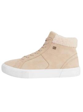 Zapatillas Tommy Hilfiger Vulc Suede Beige Mujer