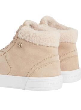 Zapatillas Tommy Hilfiger Vulc Suede Beige Mujer