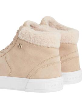 Zapatillas Tommy Hilfiger Vulc Suede Beige Mujer