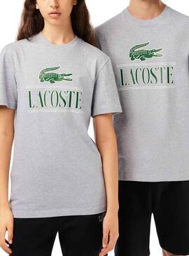 Camiseta Lacoste Runs Large Gris Hombre Mujer