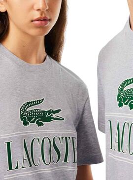 Camiseta Lacoste Runs Large Gris Hombre Mujer