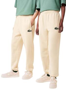 Pantalón Lacoste Jogger Felpa Beige Hombre Mujer
