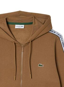 Sudadera Lacoste Jogger Cremallera Marrón Hombre