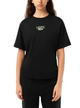 Camiseta Lacoste Punto Algodón Negro para Mujer