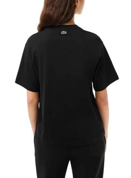 Camiseta Lacoste Punto Algodón Negro para Mujer