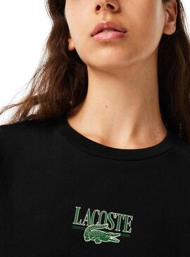 Camiseta Lacoste Punto Algodón Negro para Mujer