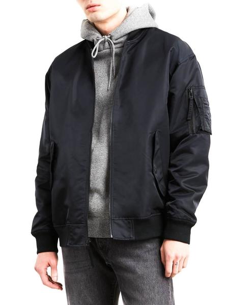 Agregar Senador Hacer deporte Bomber Levis Oversized Negro Hombre