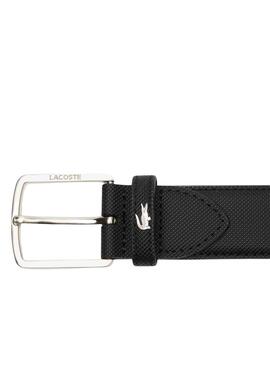 Cinturón Lacoste Curved Stitched Edge Negro Hombre