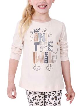 Camiseta Mayoral In The Wild Beige para Niña