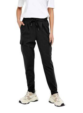 Pantalones Only Cargo Poptrash Negro Para Mujer