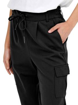 Pantalones Only Cargo Poptrash Negro Para Mujer