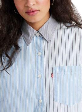 Camisa Levis Nola Lorelai Stripe Azul Para Mujer