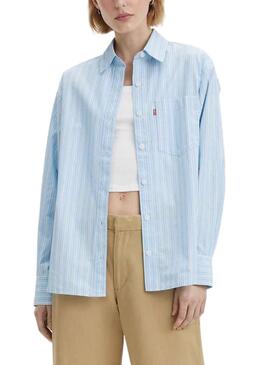 Camisa Levis Nola Jenny Stripe Azul Para Mujer