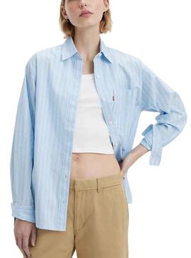 Camisa Levis Nola Jenny Stripe Azul Para Mujer