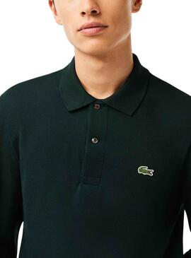 Polo Lacoste Col Bord Cotes Manches Verde Hombre