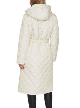 Abrigo Vila Vikante Largo Acolchado Beige Mujer
