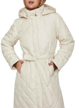 Abrigo Vila Vikante Largo Acolchado Beige Mujer