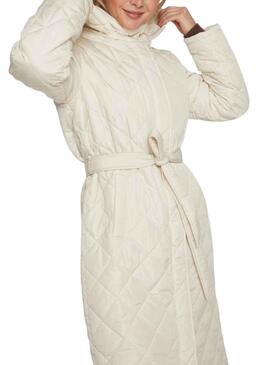 Abrigo Vila Vikante Largo Acolchado Beige Mujer