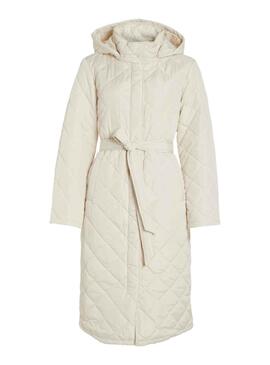 Abrigo Vila Vikante Largo Acolchado Beige Mujer
