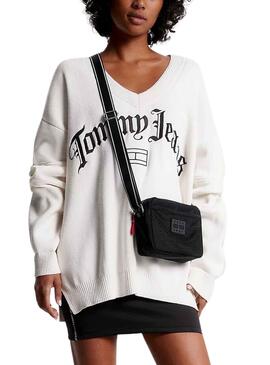 Bolso Tommy Jeans Bandolera Skater Logos Negro