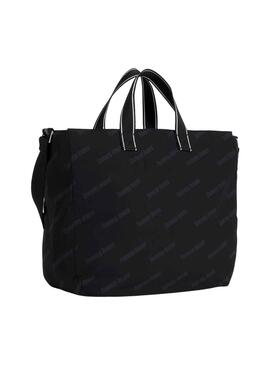 Bolso Tote Tommy Jeans Skater Logos Negro Mujer