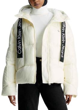 Chaqueta Calvin Klein Plumas Corta Beige Mujer