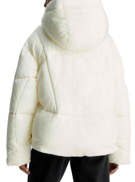 Chaqueta Calvin Klein Plumas Corta Beige Mujer