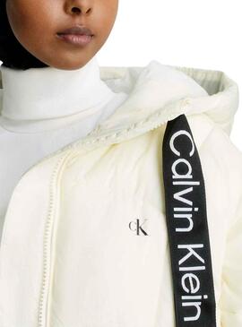 Chaqueta Calvin Klein Plumas Corta Beige Mujer