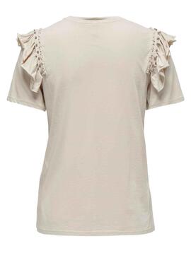 Camiseta Only Rebelle Beige para Mujer