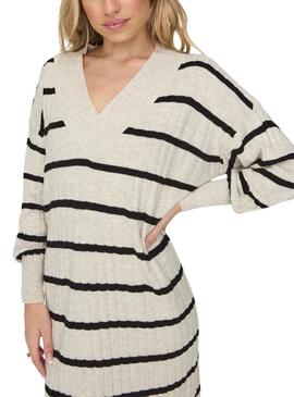 ONLNEW TESSA L/S MIDI V DRESS KNT Pumice Black