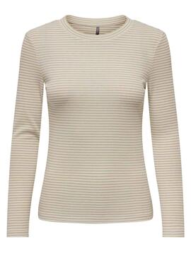 Camiseta Only True Glitter Beige para Mujer