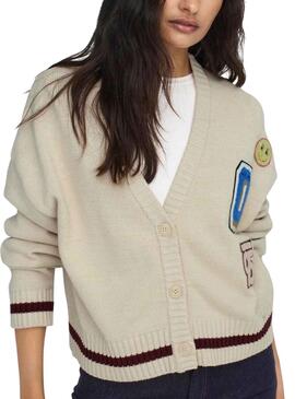 Cardigan Only Cheer Loose Beige para Mujer