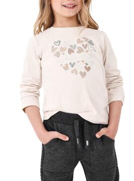 Camiseta Mayoral Básica Corazón Beige Niña